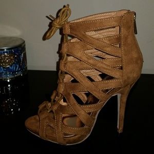 Bonnibel Peep Toe Lace-up Heels